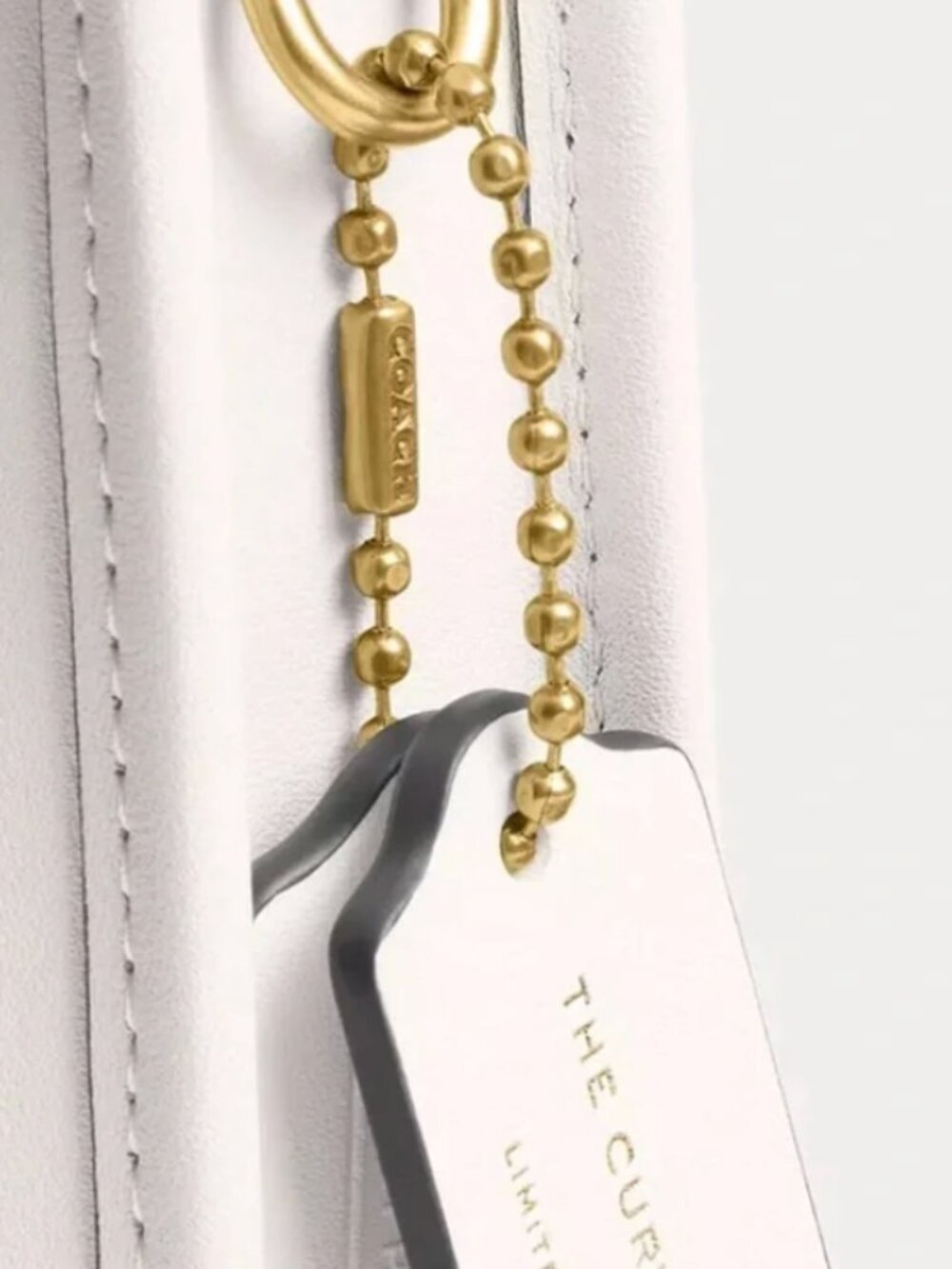 Coach Leather Double Sided Embossed + the gold stamped Curved Zip Bag Tag - Picture 7 of 15